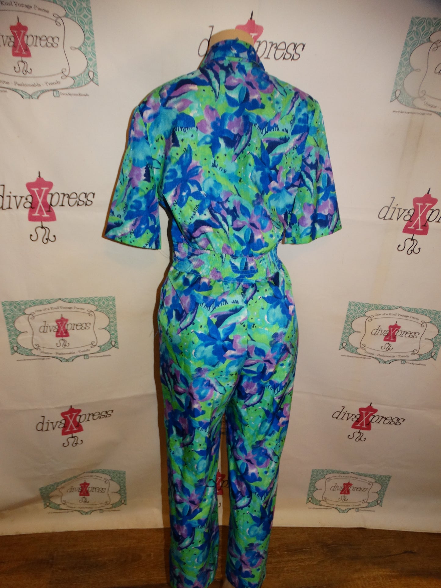 Vintage Joan Walters Blue/Purple Jumpsuit Size M