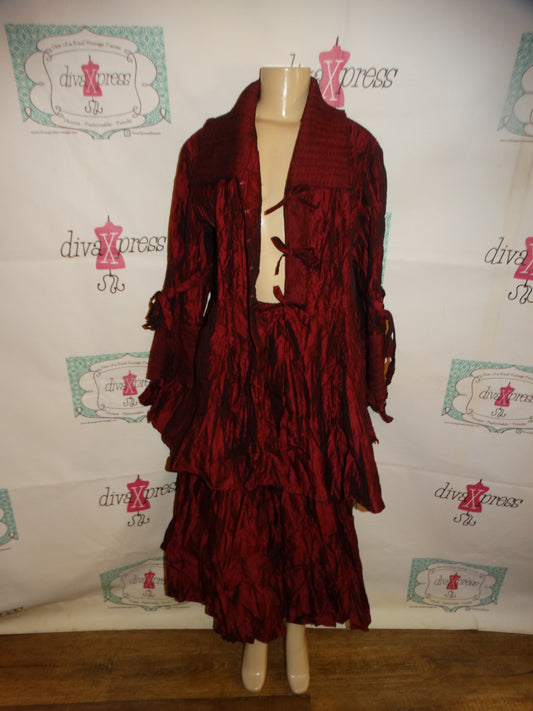 Vintage Peagus Burgundy 2 Piece Gaucho Pants Set Size 1x