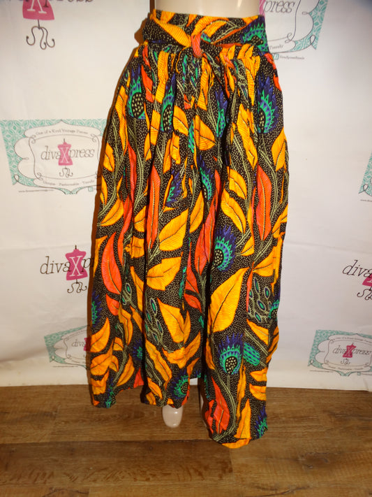 Vintage Yellow Colorful Full Skirt Size L