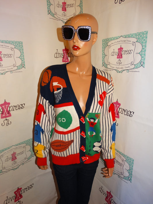Vintage Sweater Loft Baseball Cardigan Size S-M