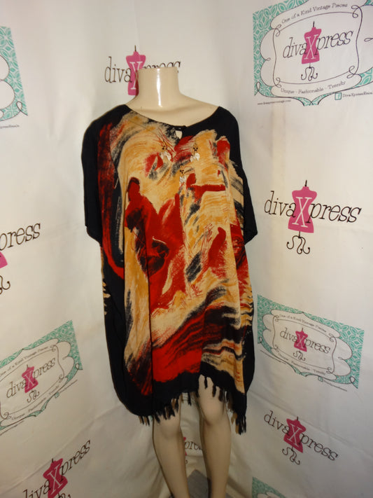 Vintage the African Scene Black/Tan Top Size 2x