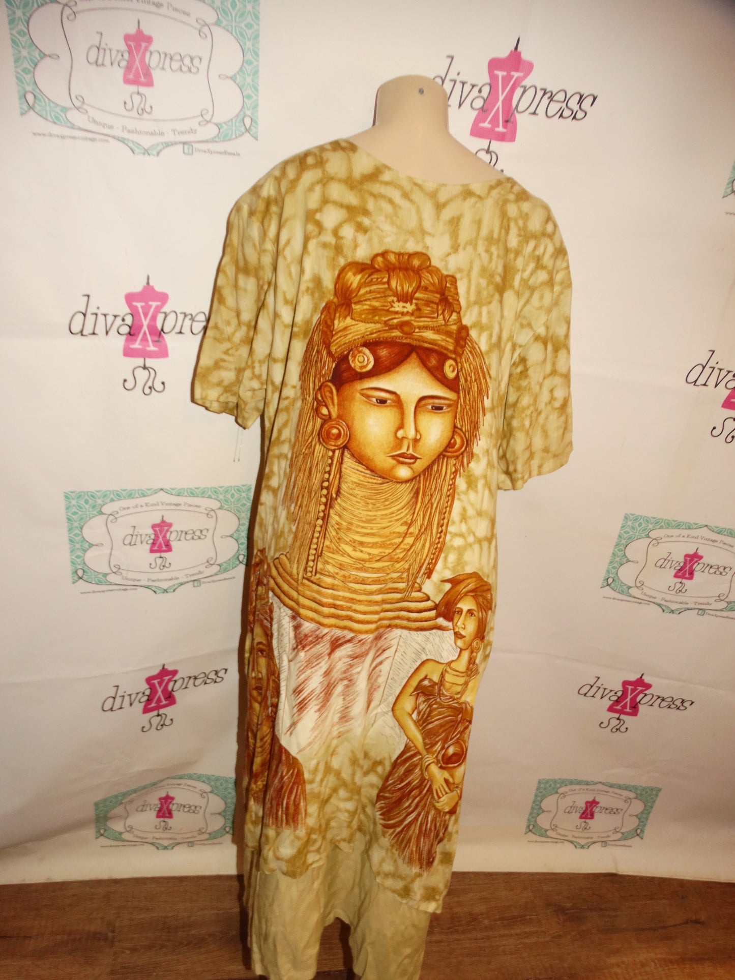 Vintage Freestyle Brown Face Dress Size 1x