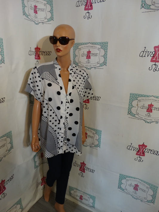Vintage Millium Black/White Polka dot Shirt  Size 2x