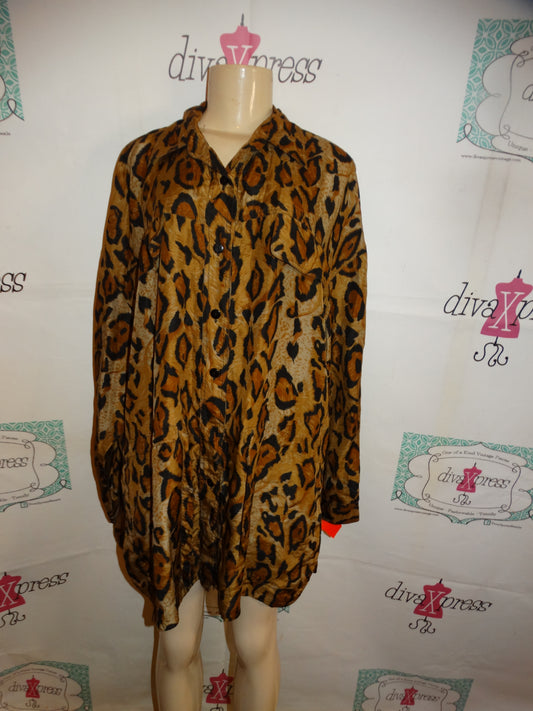 Vintage Doran Silk Leopard Top Size 2x