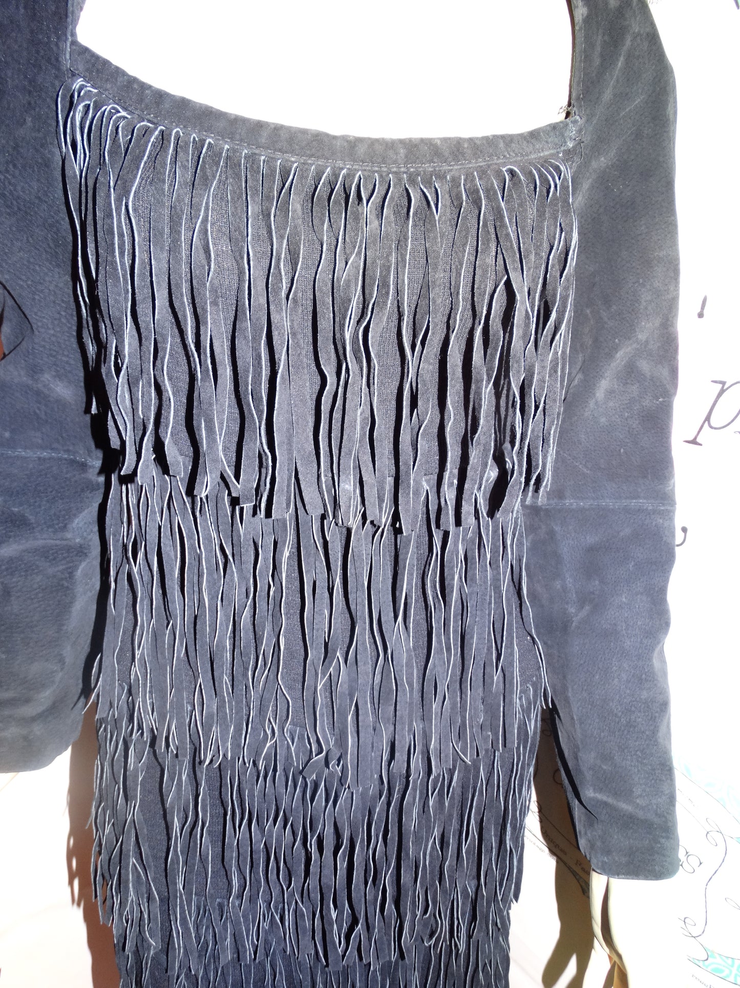 Vintage Phoenix Black Suede Shingle Dress Size S