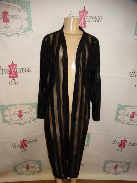Vintage Love Universal Black Sheer Stripe Duster Size XL