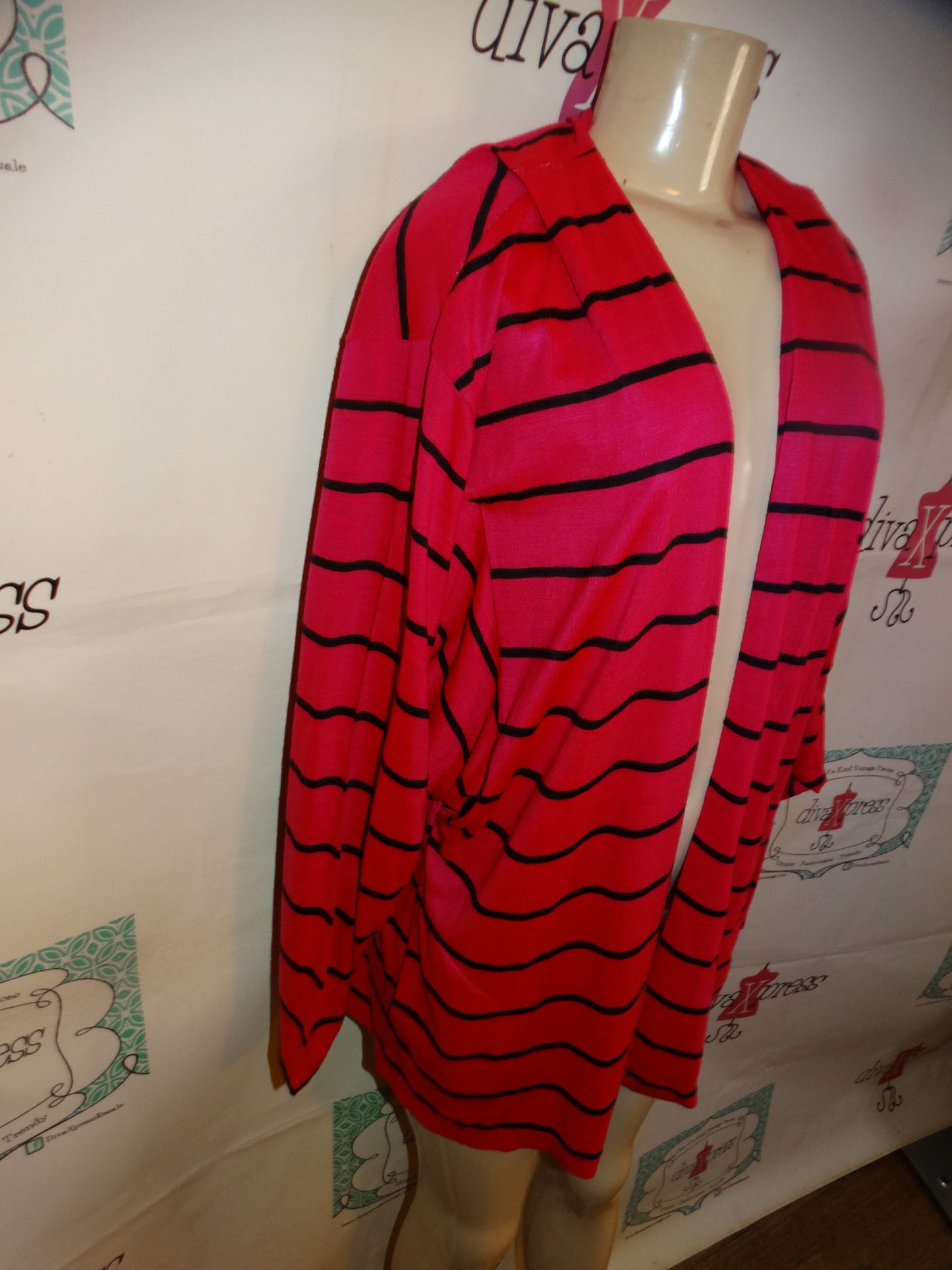 Vintage Lafrez Pink/Black Stripe Throw Size L