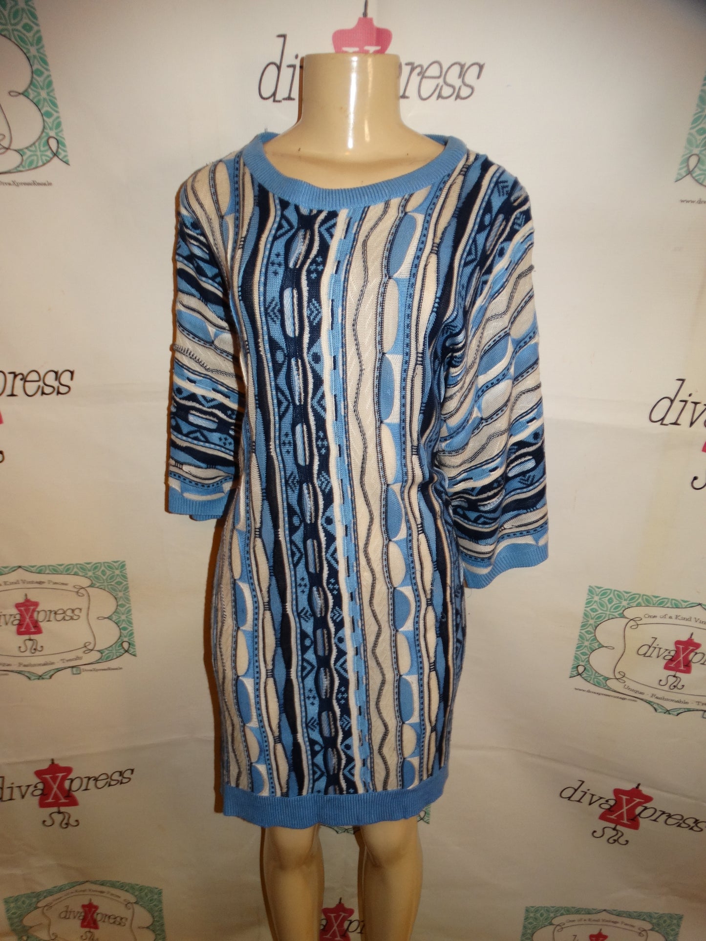 Vintage Buckner Blue Coogi Style Dress Size XL