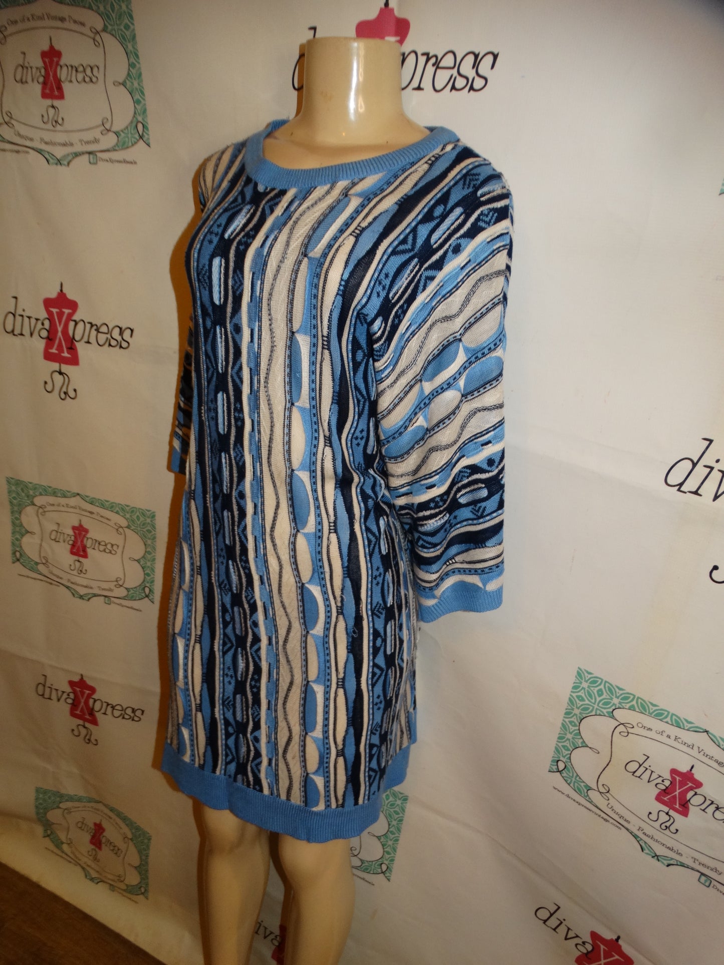 Vintage Buckner Blue Coogi Style Dress Size XL