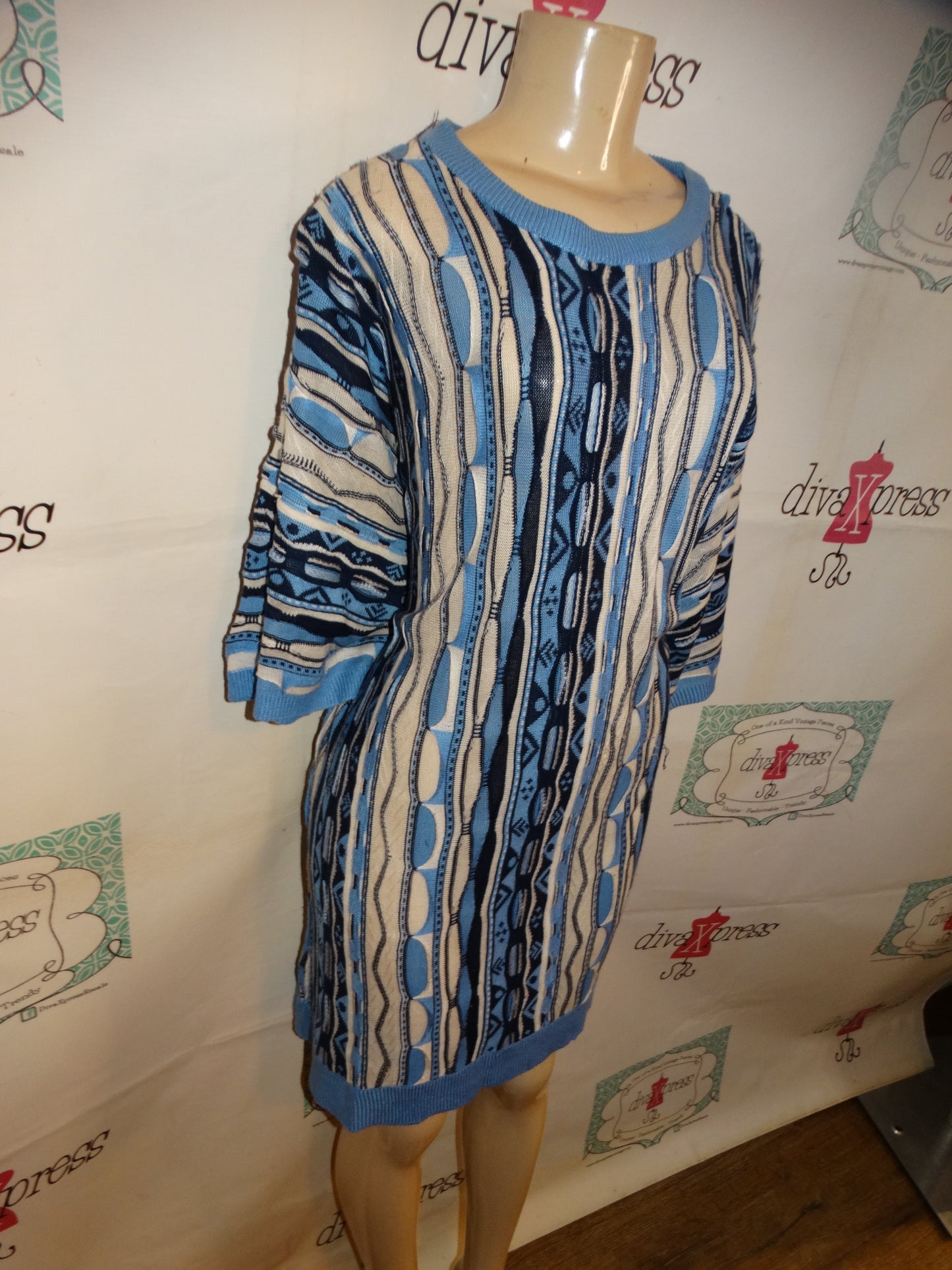 Vintage Buckner Blue Coogi Style Dress Size XL