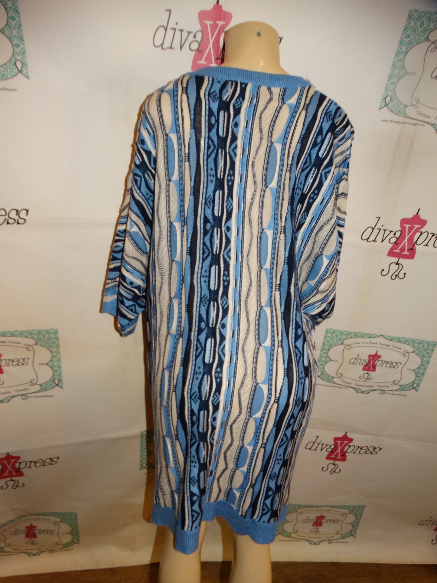 Vintage Buckner Blue Coogi Style Dress Size XL