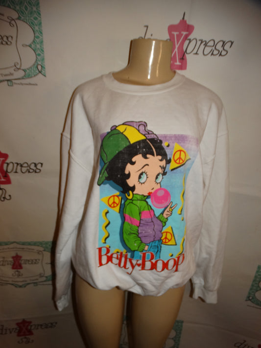 Betty Boop White Sweater Shirt Size XL