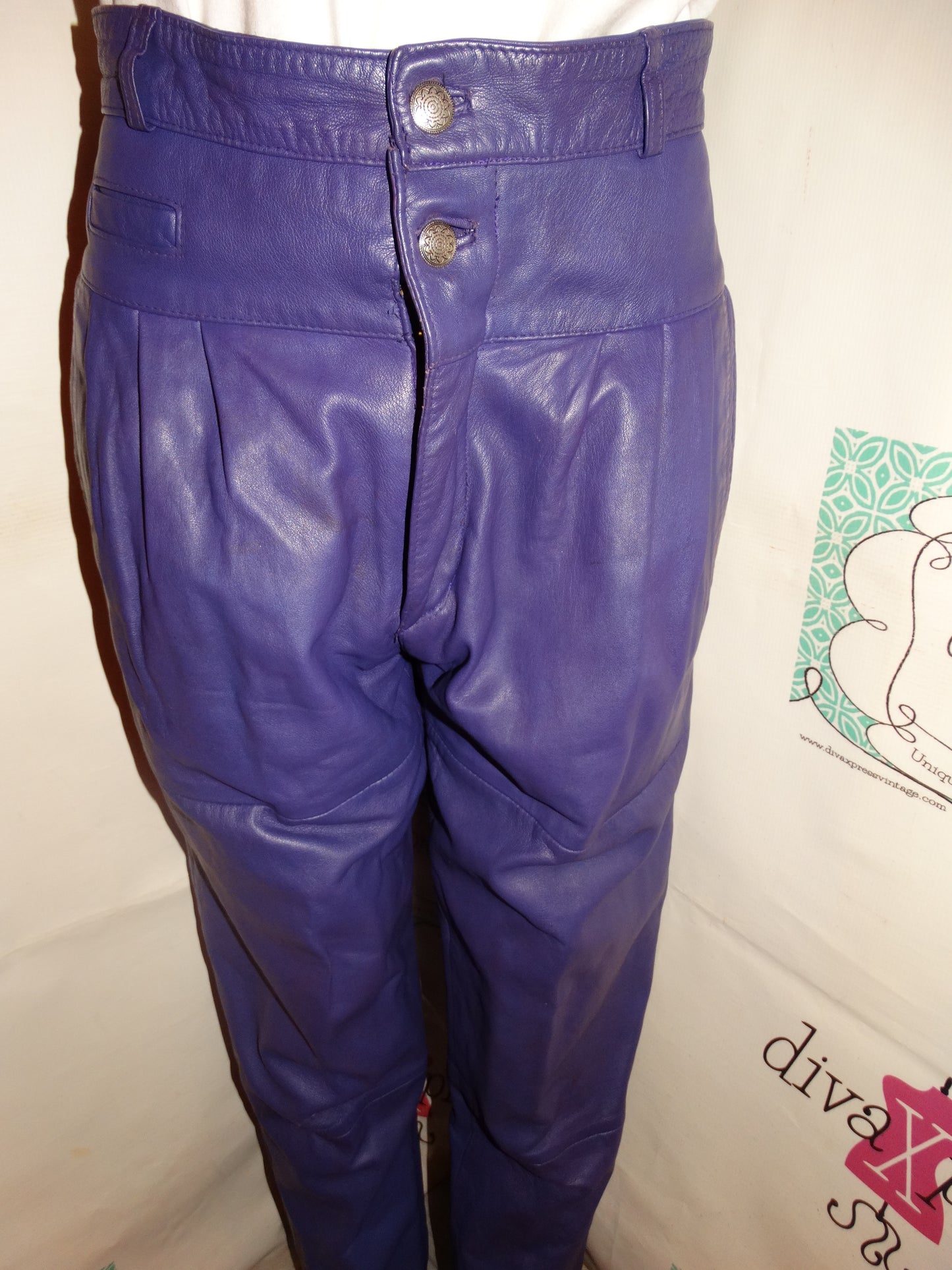 Vintage Marco Gianni Purple Leather Pants Size M