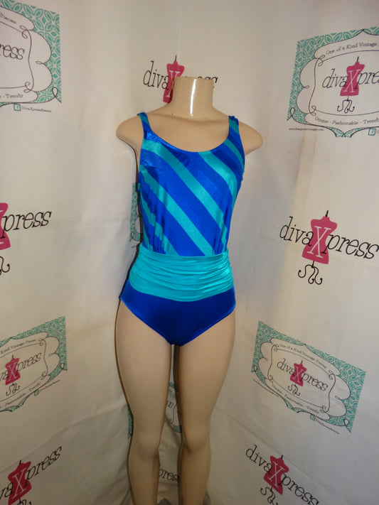 Vintage Robby Len Blue/Teal Bathing Suit Size M
