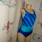 Vintage Robby Len Blue/Teal Bathing Suit Size M