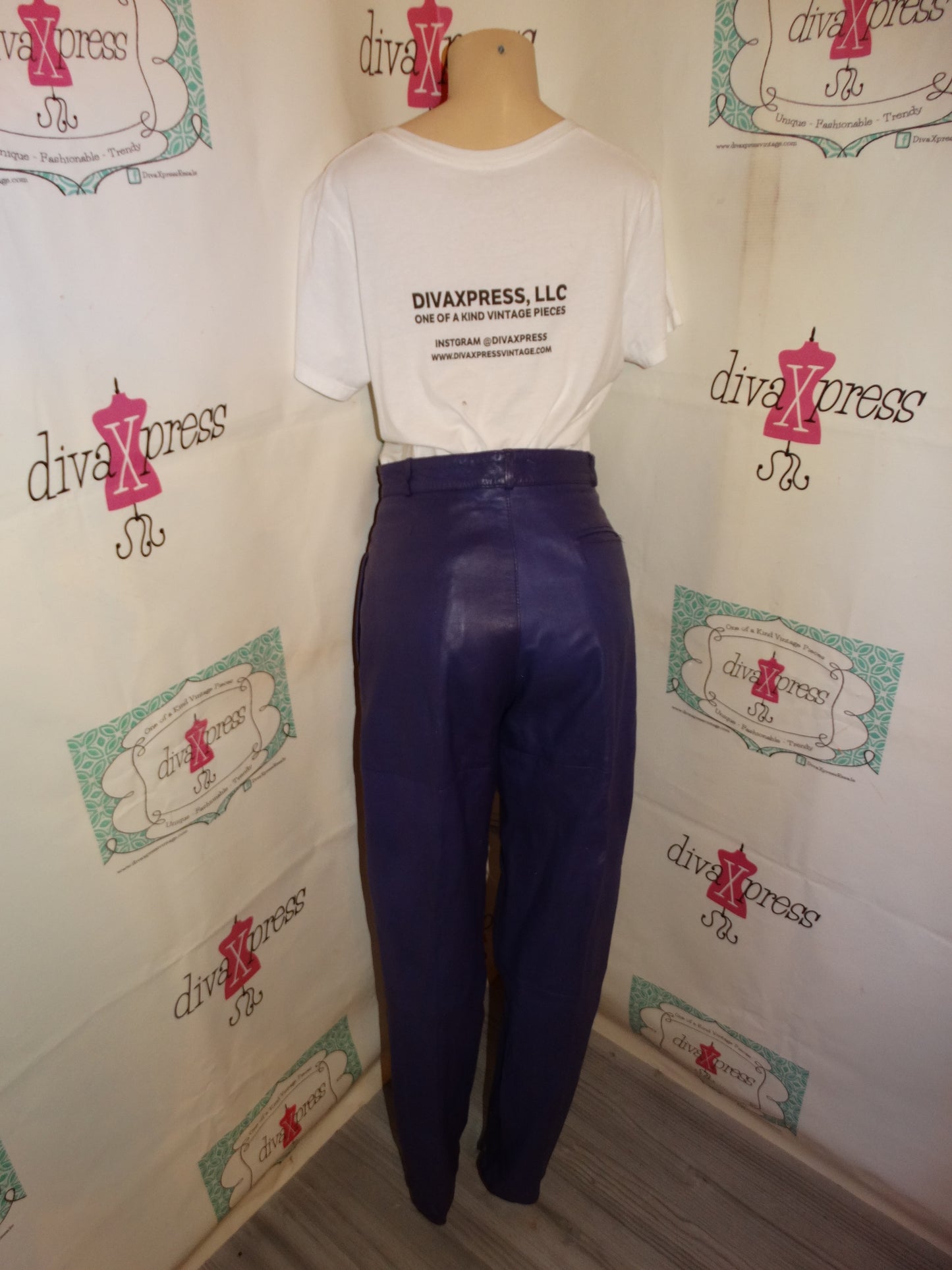 Vintage Marco Gianni Purple Leather Pants Size M