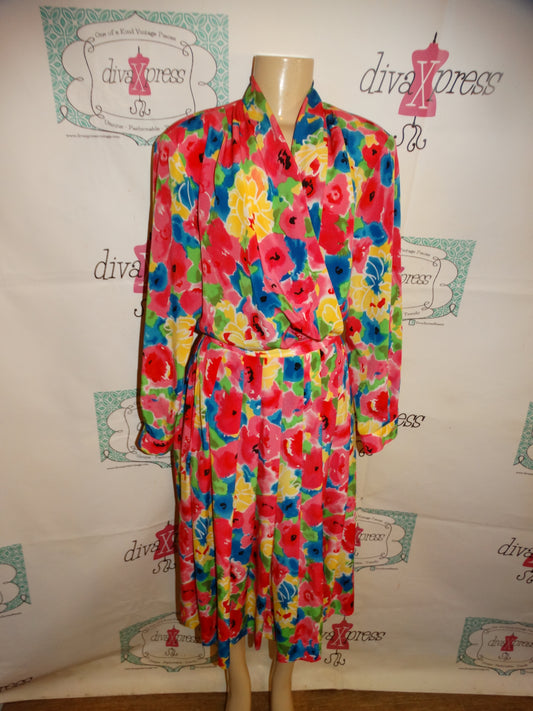 Vintage Even Picone Pink Floral 2 Piece Skirt Size XL