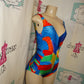 Vintage Ste JAn Marie Neon Colorful Bathing Suit Size M