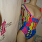 Vintage Tonga Neon Colored one Piece Bathing Suit Size S
