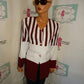 Vintage Moda Sara Burgundy/White Striped Blazer Size L