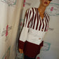 Vintage Moda Sara Burgundy/White Striped Blazer Size L
