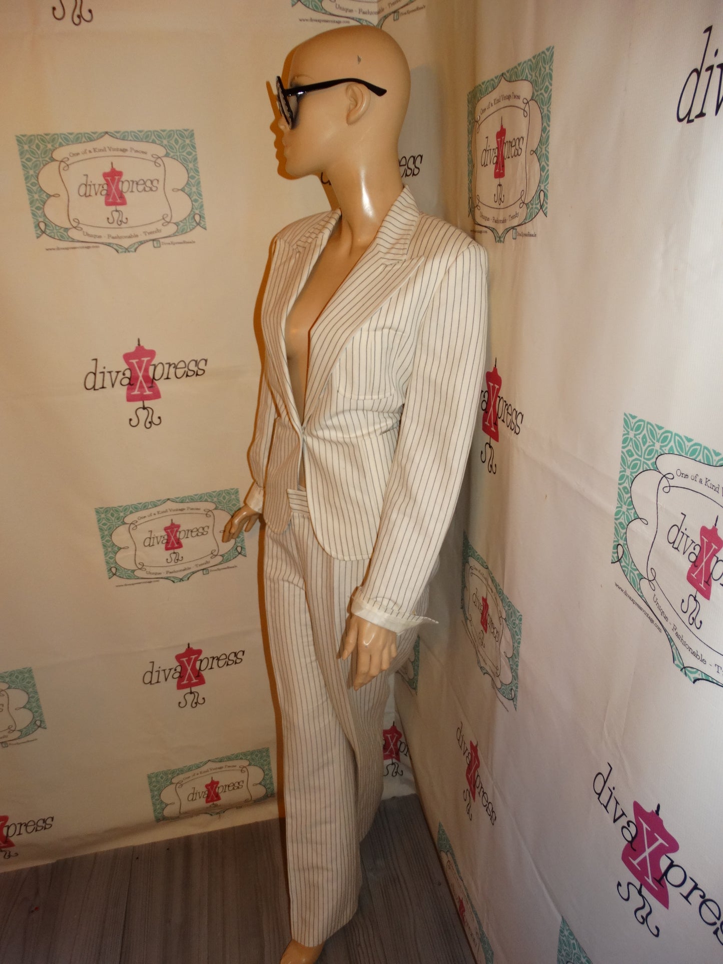 Vintage Ralph Lauren Cream/Black White Stripe Pants Set Size M