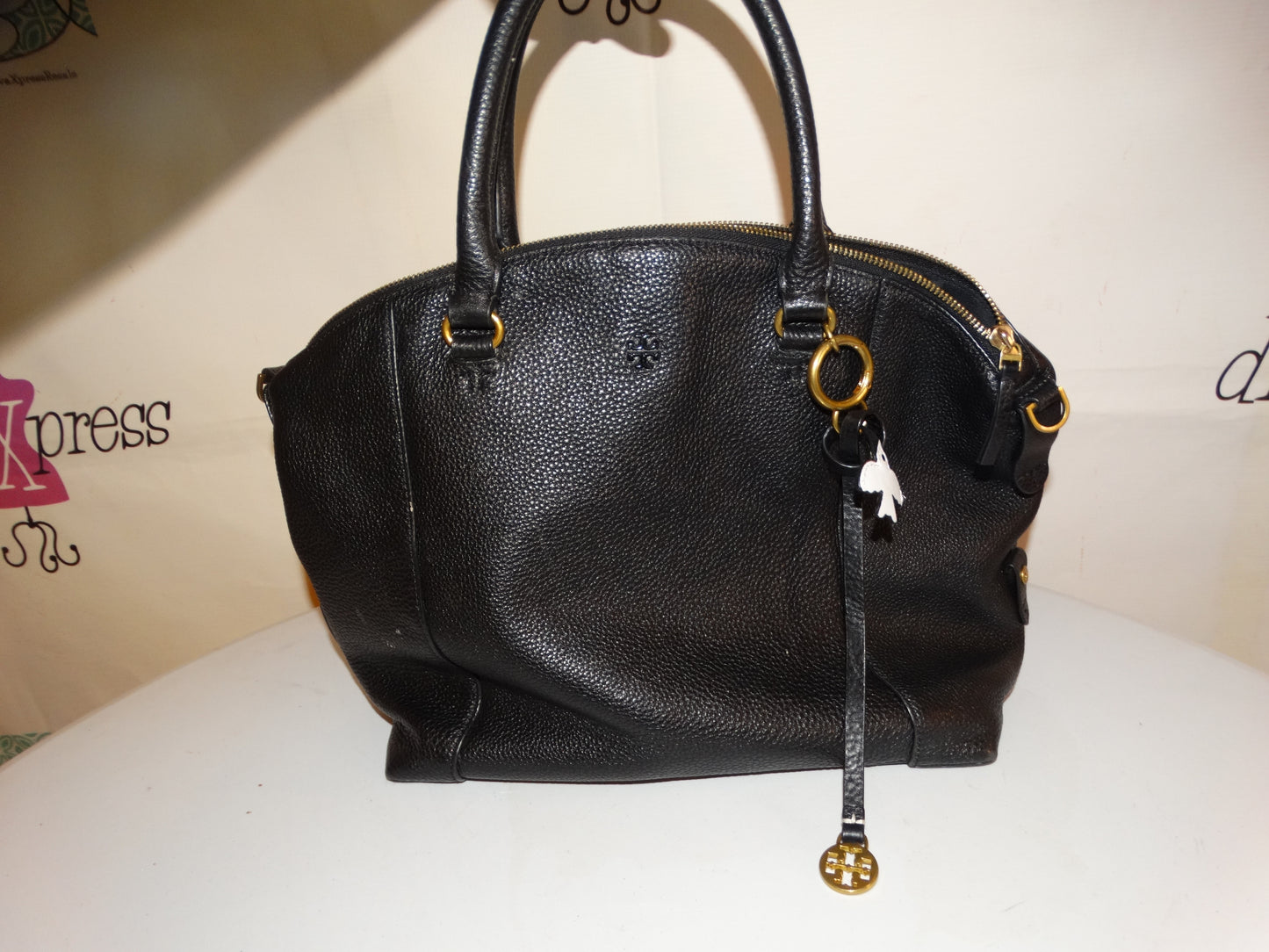 Authentic Black LEAther  Tory Burch Purse Size L