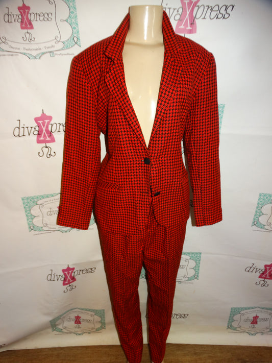 Vintage Tailor Flex Black/REd 2 Piece Pants Set Size L