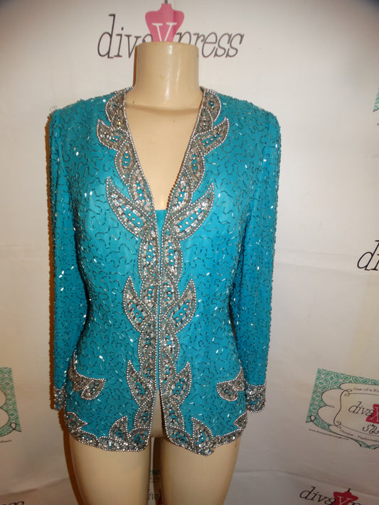 Vintage Bernadette Blue/Silver Sequins Top Size M