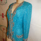 Vintage Bernadette Blue/Silver Sequins Top Size M