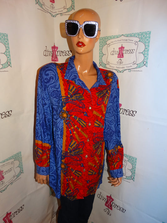 Vintage Plus Preferred Purple/Red Chain Blouse Size 1x