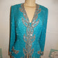 Vintage Bernadette Blue/Silver Sequins Top Size M
