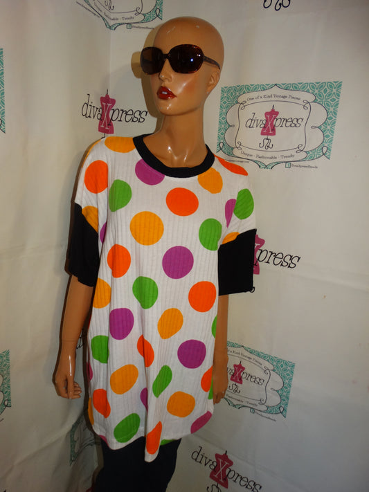 Vintage Large Sun White Polka Dot T Shirt Size 2x