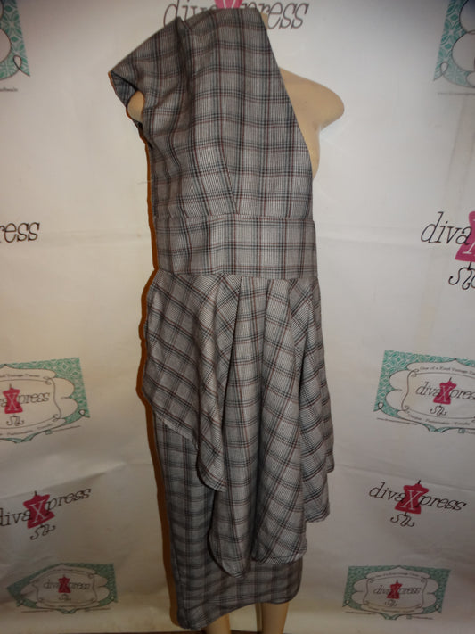 Vintage Back/White Gray Off Shoulder Dress Size L