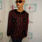 Vintage Mode Sara Burgundy/Black Gold Button Blazer Size M