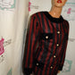 Vintage Mode Sara Burgundy/Black Gold Button Blazer Size M