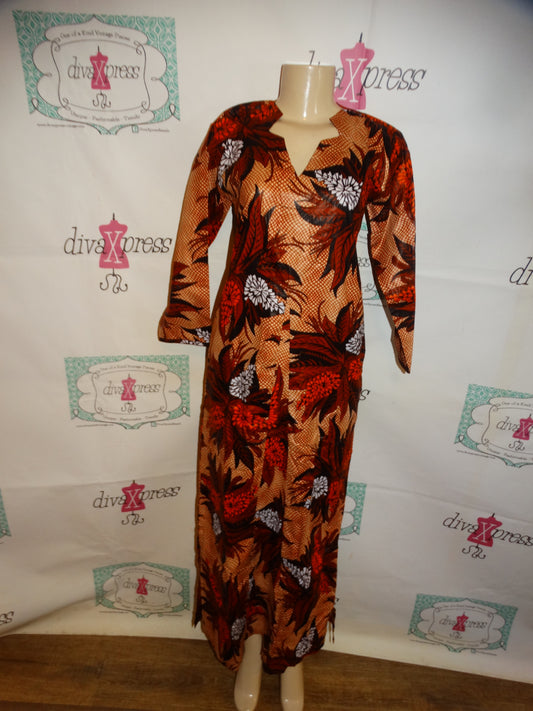 Vintage Orange/Brown Long Dress Size M