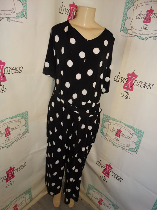 Vintage Simply Emma Black/White Polka Dot Romper Size 3x