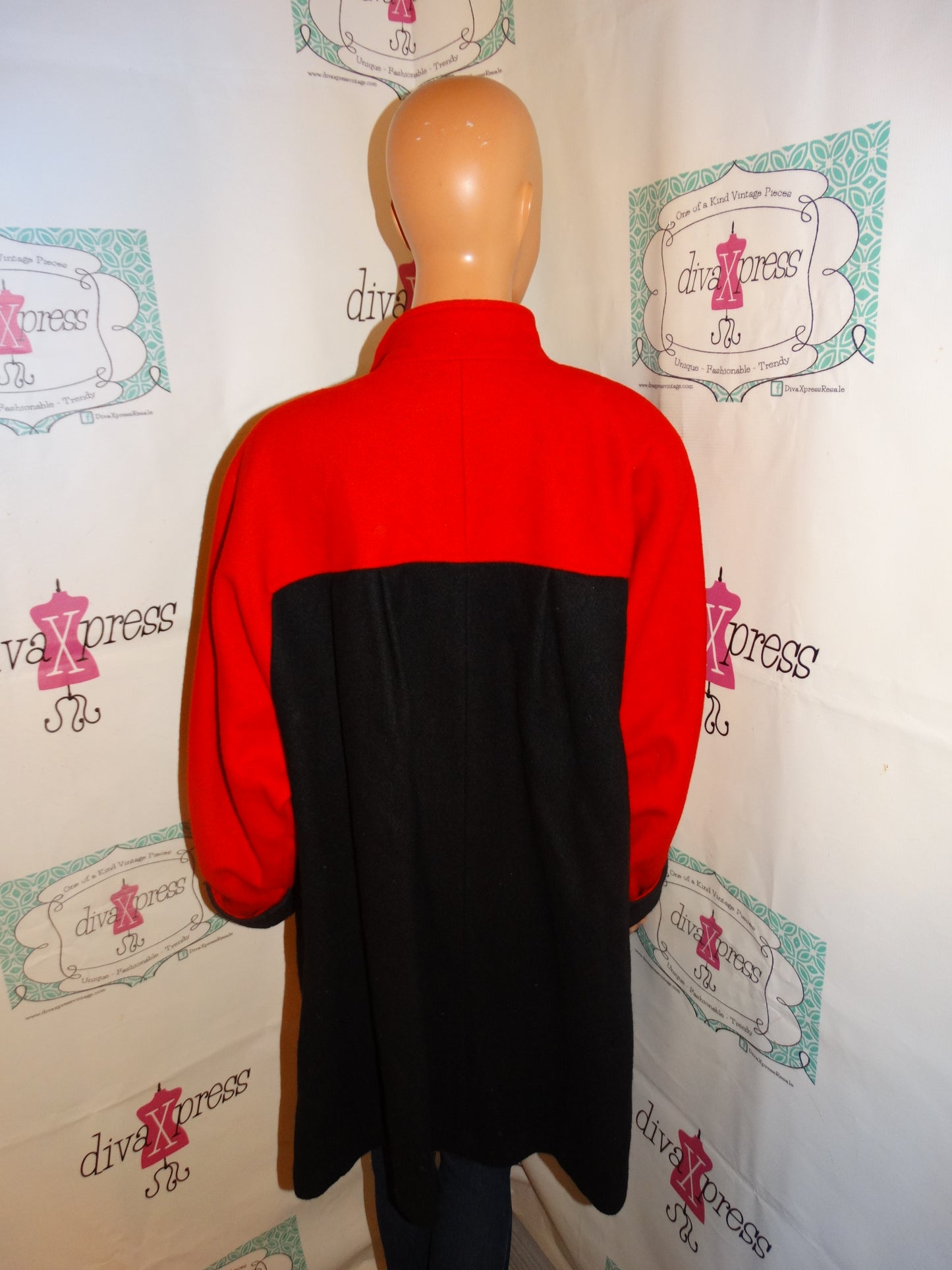 Vintage Lady Suzette Red/Black Wool Coat Size 2x