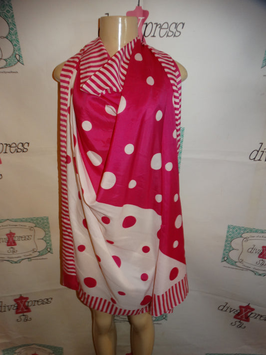 Vintage Pink/White Polka Dot Scarf