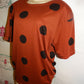 Vintage Pasta Brown/Black Polka Dot Top Size XL