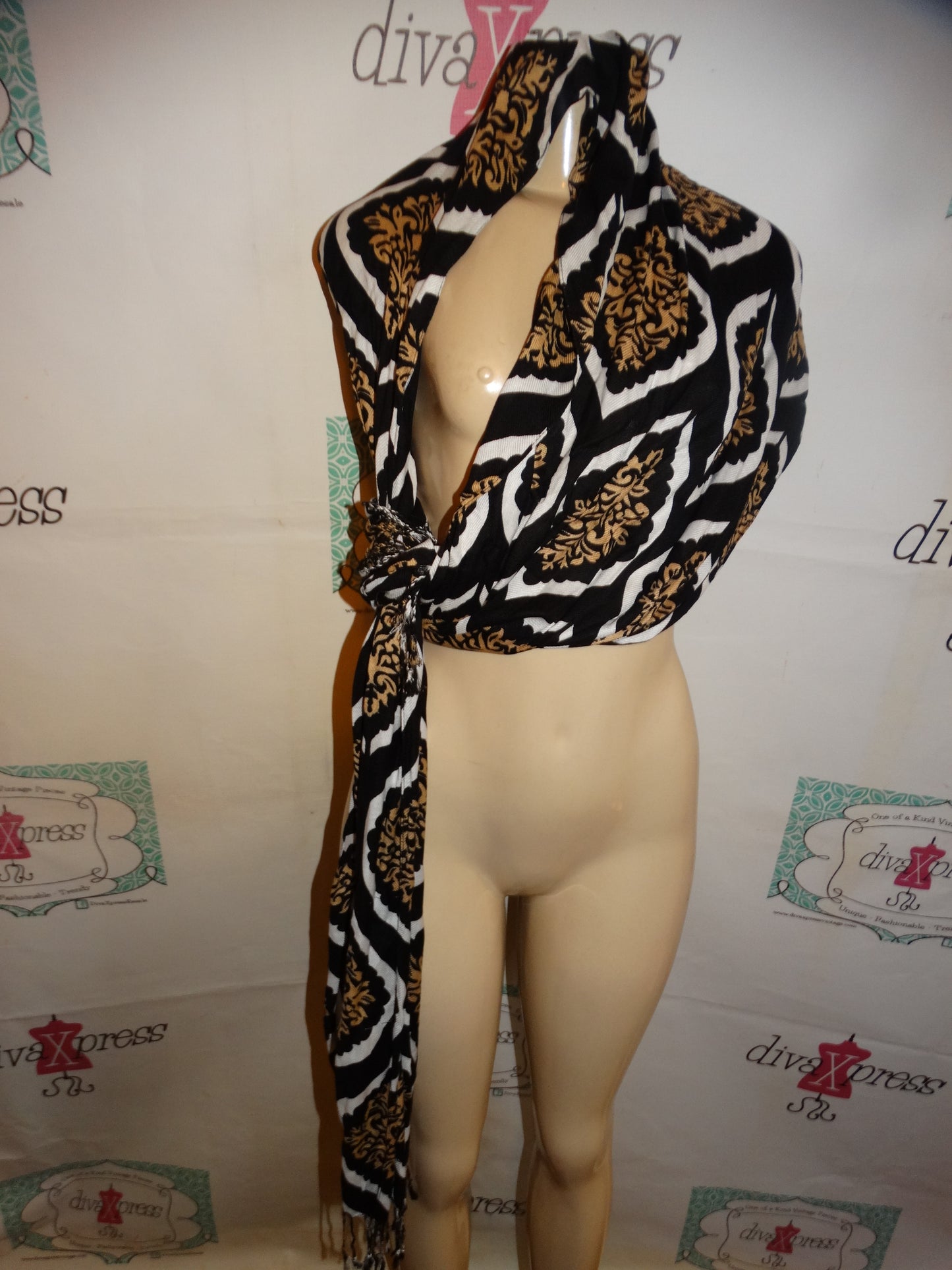 Black/White Tan XL Scarf