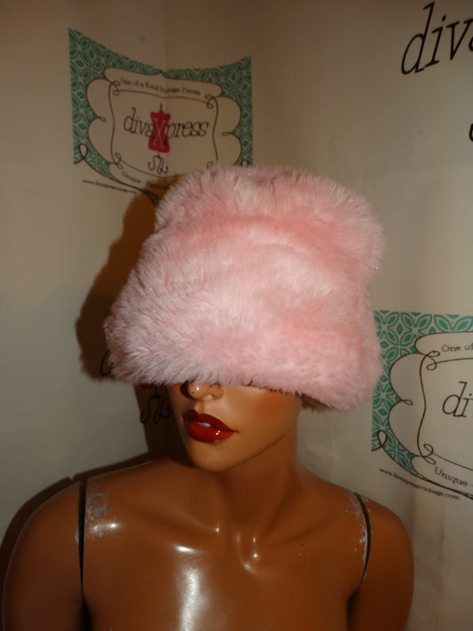 Vintage Pink Faux fur Hat