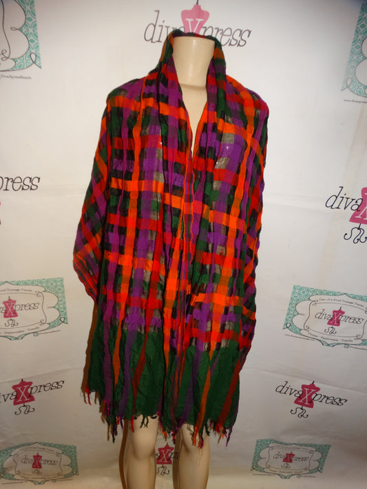 Vintage XL Colorful Scarf /Poncho