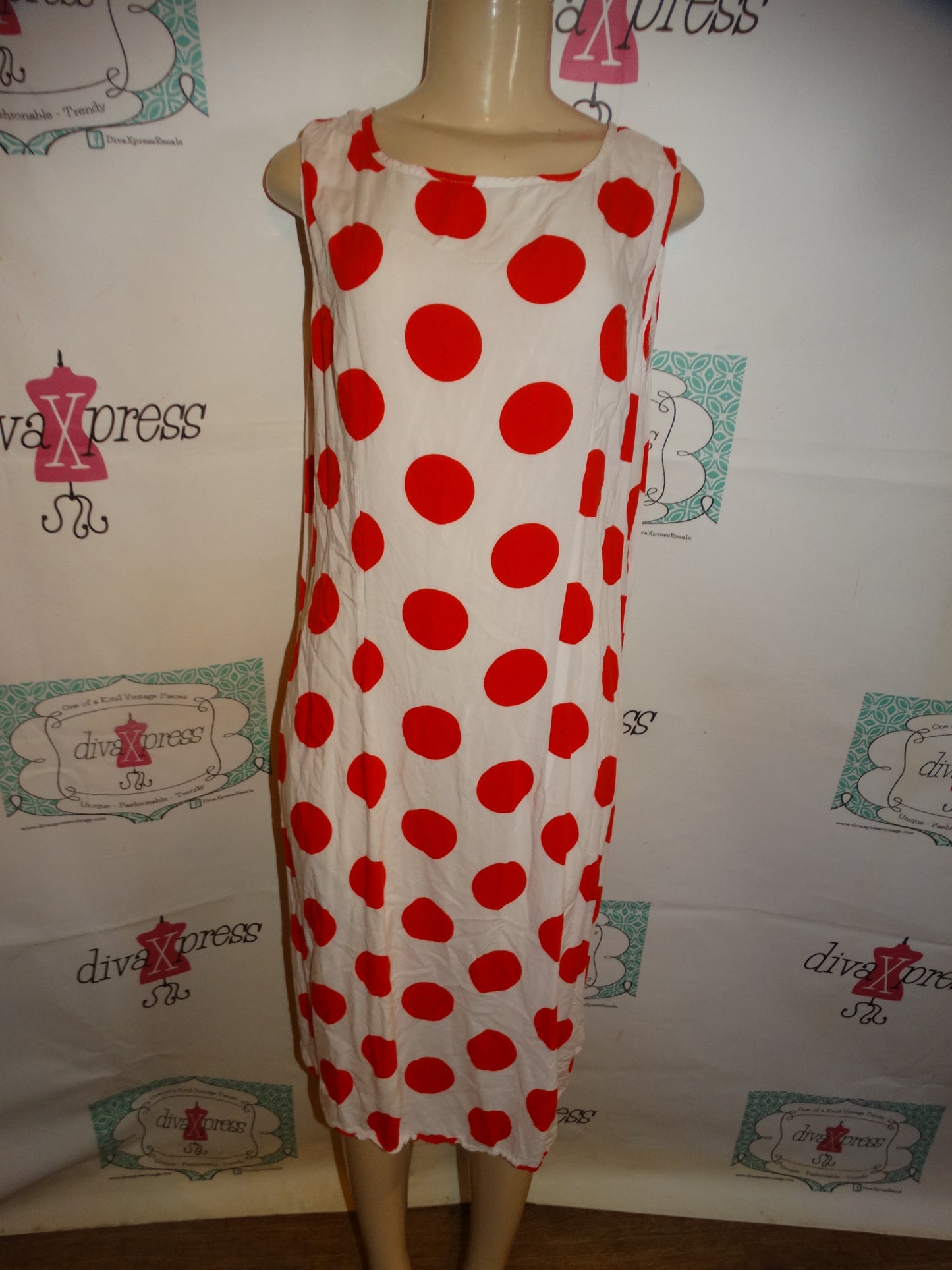 White/Red Polka Dot Dress Size XL