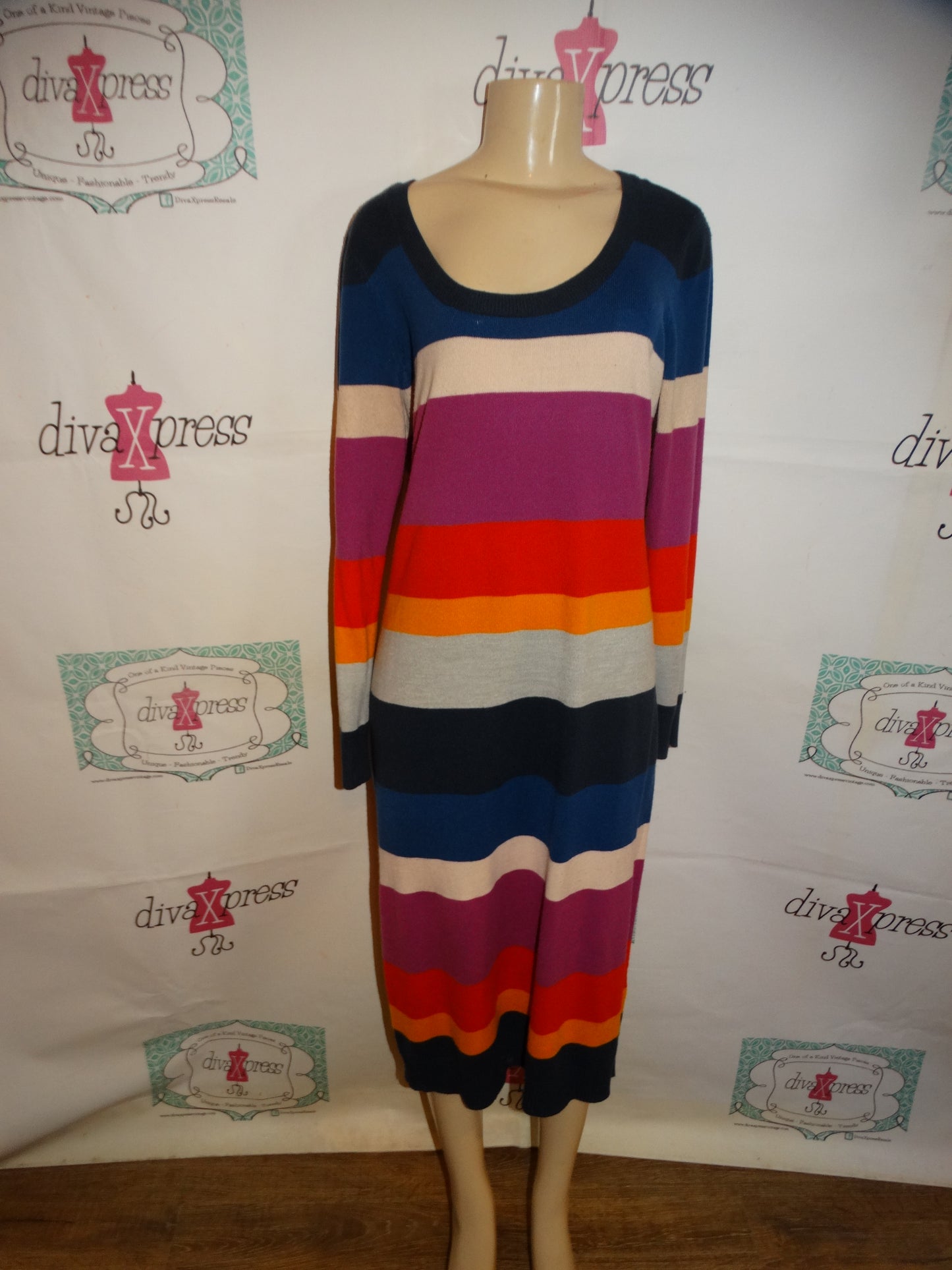 Pink Colorful Sweater Dress Size XL