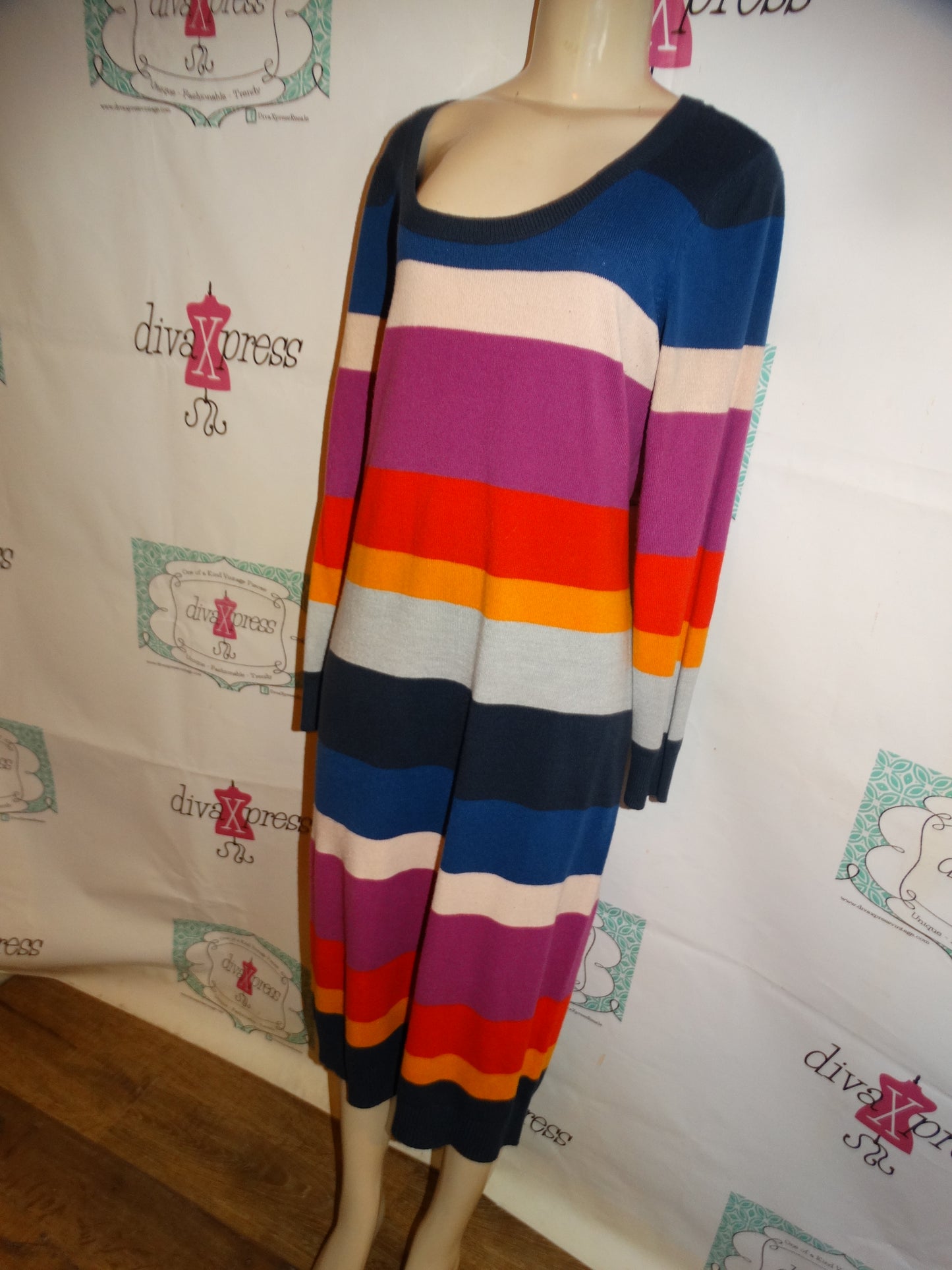 Pink Colorful Sweater Dress Size XL