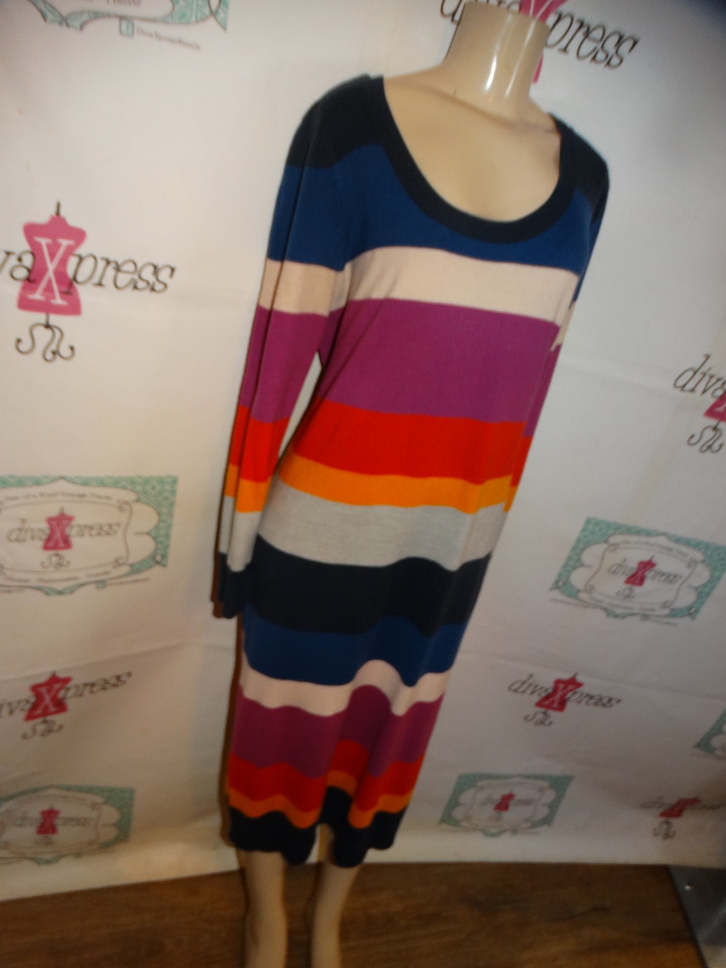 Pink Colorful Sweater Dress Size XL