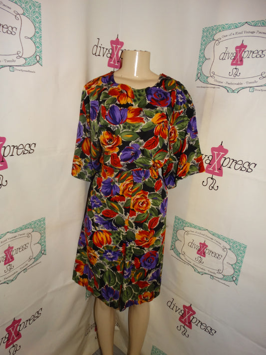 Vintage Wentwroth Colorful Floral 2 Piece Short Set Size 2x
