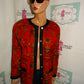 Vintage Leslie Fay Red Chain Jacket Size XL
